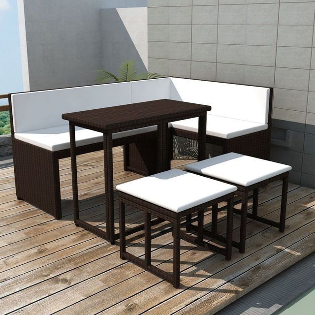 Set mobilier de grădină, 12 piese, poliratan, maro foto mare Set mobilier de grădină, 12 piese, poliratan, maro foto mare