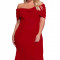 Z550P-3 Rochie midi de cocktail, cu decolteu bardot - plus size