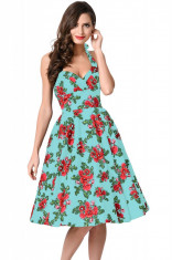 RV355-48 Rochie retro treisfert, de vara, cu print floral foto