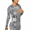 T342-1122 Rochie mulata midi cu print abstract