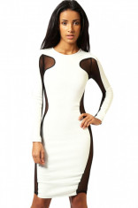 S197-2D Rochie midi cu decupaje din plasa neagra foto