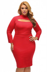 L516-3 Rochie bodycon de seara, cu maneci lungi si decupaj in zona decolteului - plus size foto