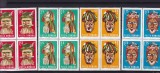 ROMANIA 1969 LP 714 MASTI FOLCLORICE BLOCURI DE 4 TIMBRE MNH