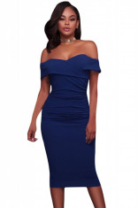 Z523-4 Rochie midi eleganta, de cocktail, cu umerii goi foto