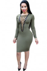 Y444-1218 Rochie midi de club, tip bodycon, cu decolteu adanc foto