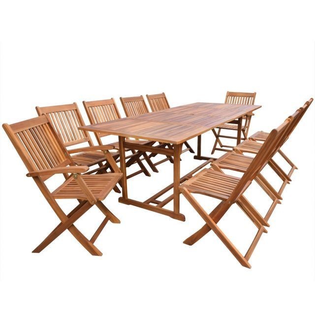 Set mobilier de gradina din lemn de salcam 11 piese 220 cm foto mare Set mobilier de gradina din lemn de salcam 11 piese 220 cm foto mare