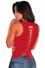 BL691-3 Top sexy cu spatele decupat, accesorizat cu snur foto