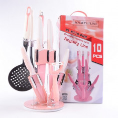 Set Cutite Cu Ustensile De Bucatarie - 10 Piese - Royalty Line, Roz foto