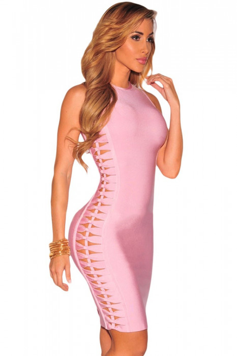 BAN431-5 Rochie sexy bandage, cu decupaj lateral accesorizat cu bretele