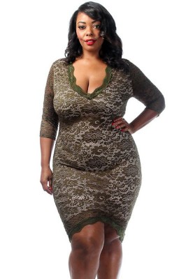 C512-1218 Rochie scurta eleganta, de seara, cu dantela suprapusa - plus size foto