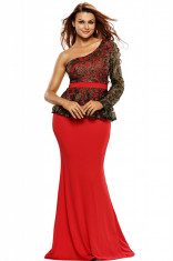 S517-3 Rochie tip sirena, de ocazie, cu model din dantela si peplum foto