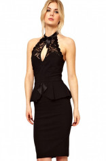 X221-1 Rochie cu peplum si dantela foto