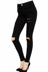 CL590-1 Jeans skinny cu taieturi foto