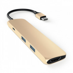 Adaptor Satechi Multi-Port Slim Aluminum Type-C Gold foto