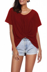 X553-2113 Top burgundy, casual cu aspect innodat in fata foto