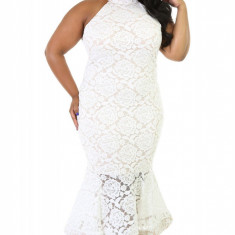 Y512-2 Rochie lunga tip sirena, din dantela florala - plus size