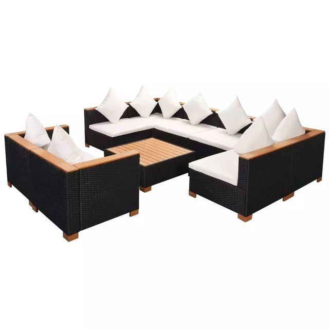 Set mobilier de gradina 27 piese, poliratan, blat WPC, negru foto mare Set mobilier de gradina 27 piese, poliratan, blat WPC, negru foto mare