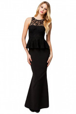 Y252-1 Rochie lunga cu peplum si dantela foto