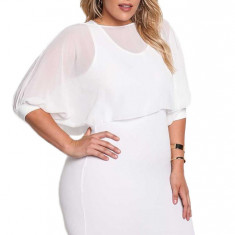 X558P-2 Rochie plus size scurta, accesorizata cu top din chiffon in partea superioara