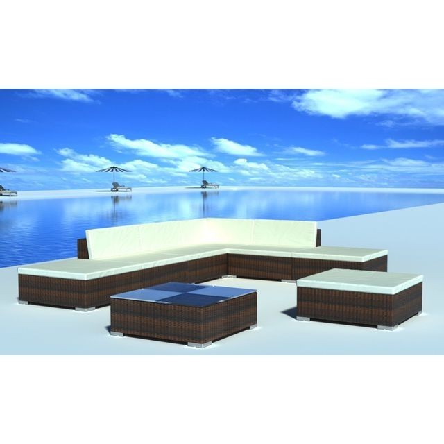 Set mobilier gradina din poliratan 20 buc. Maro foto mare Set mobilier gradina din poliratan 20 buc. Maro foto mare