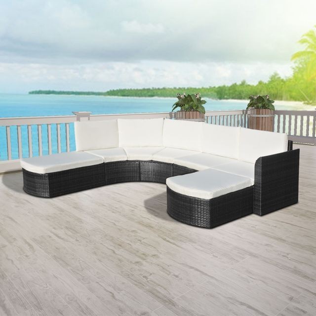 Set mobilier de exterior 16 piese, poliratan, negru foto mare Set mobilier de exterior 16 piese, poliratan, negru foto mare