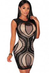 V400-1 Rochie sexy fara maneci, cu model foto