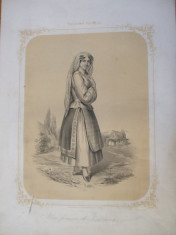 Ramnicu Valcea femeie port popular costum valah 1853 Wullner Hofelich foto