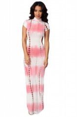 W462-5 Rochie maxi, cu spatele decupat si crapaturi pe lateral foto