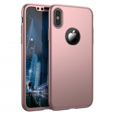 Husa Apple iPhone X Flippy Full Cover 360 Roz Auriu + Folie de protectie foto