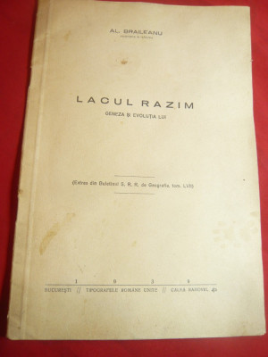 Al. Braileanu- lacul Razim ( Razelm)- Geneza si Evolutia lui -1939 ,dedicatie foto