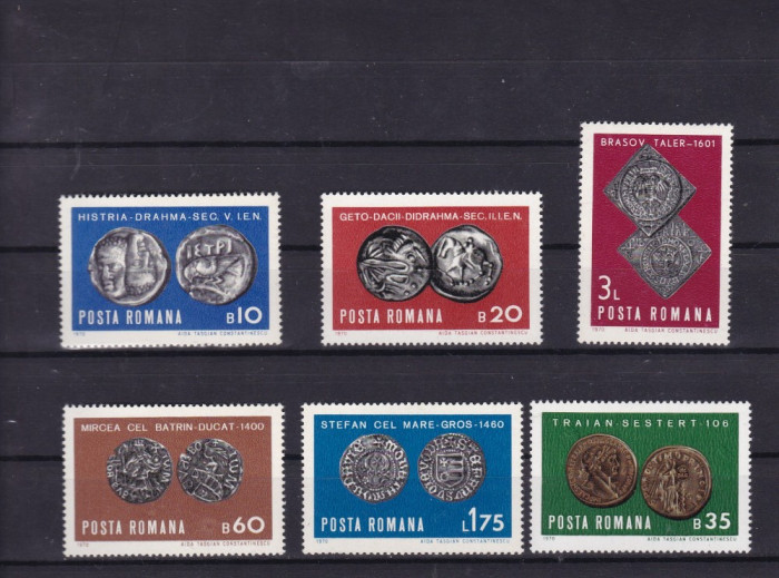 ROMANIA 1970 LP 728 NUMISMATICA SERIE MNH