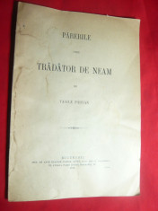 Vasile Parvan - Parerile unui tradator de neam - Ed. Carol Gobl 1914 , 13 pag foto