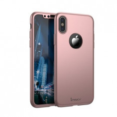 Husa Apple iPhone X IPAKY Full Cover 360 Roz Auriu + Folie Cadou foto