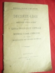 Decret Lege de modificarea Legii Org.Centrale a Minister Culte 1919 -pt.descentr foto