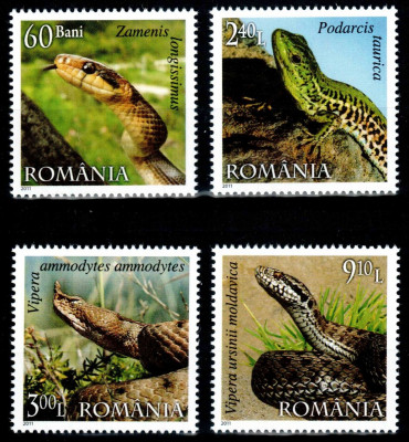 Romania 2011, LP 1887, Reptile din Romania, seria, MNH! LP 18,12 lei foto