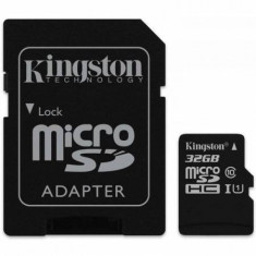 Card Kingston 32GB microSDHC - Clasa 10, UHS-I, 45MB/s Citire, Card + Adaptor SD foto