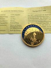 Moneda medalie ECU 1999 Europa - PLACATA CU AUR foto