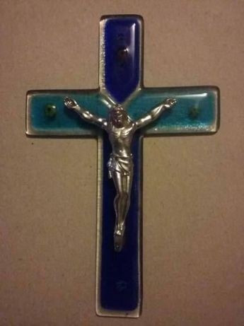 Crucifix vechi de perete cu vitraliu,crucifix vechi cu vitralii,20/13 T GRATUIT