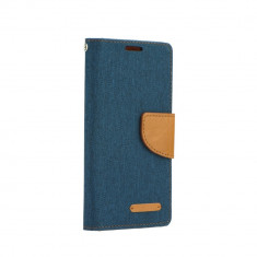 Husa BookCover Fancy Canvas pentru Nokia 6.1 (2018), Navy&amp;amp;Maro foto