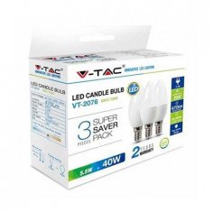 SET 3 BECURI LED E14 5.5W 6400K ALB RECE V-TAC foto