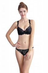 K608-1 Lenjerie deux pieces cu sutien cu bretele accesorizate cu fundite si chilot slim foto