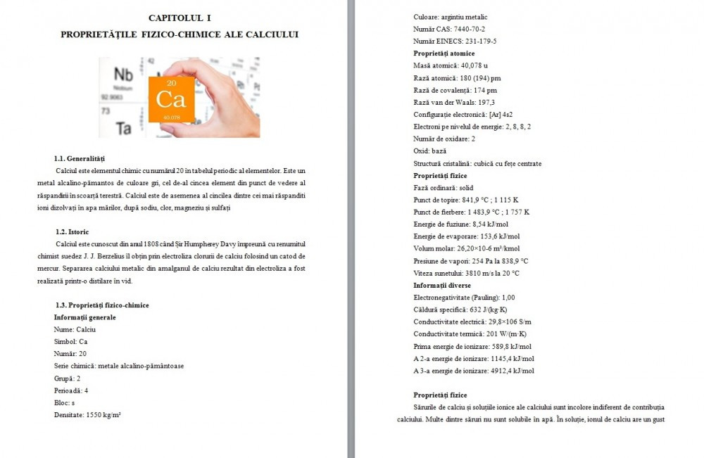 CALCIUL SI PREPARATELE DIN CALCIU IN TERAPEUTICA ACTUALA - LUCRARE LICENTA  AMF | Okazii.ro