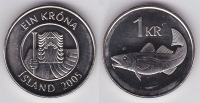 !!! ISLANDA - 1 KRONA 1999 - KM 27 a - XF foto