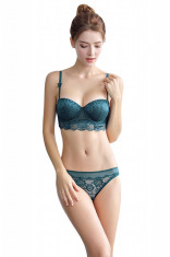 K606-123 Lenjerie intima tip sutien si chilot din plasa si dantela florala foto