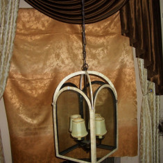 Lustra candelabru Art Deco Colonial, placata fildes, dimensiuni ample