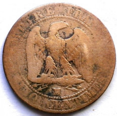 MOKAZIE , FRANTA , NAPOLEON III , 5 CENTIMES 1857 MA, Marseille MINT , 25mm. foto