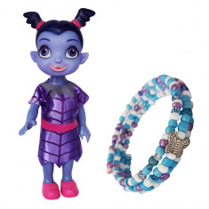 Papusa Vampirina, rochie violet, 17 cm si bratara reglabila cadou foto