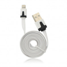 Cablu de Date Plat APPLE iPhone 5\6\iPad Mini - 2 Metri (Alb) foto
