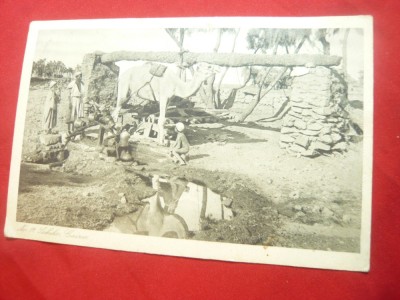 Ilustrata- Folclor- Dispozitiv primitiv pt adus apa -Egipt 1932 stamp.Biroul Amb foto