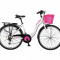 Bicicleta City Umit Alanya, Culoare Alb/Roz , Roata 24&quot; , OtelPB Cod:2410000001